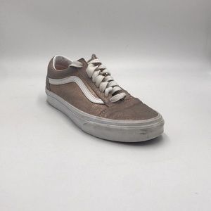 Vans Old Skool Unisex Adults Low-Tops Pink Peach Glitter size 8